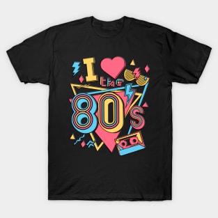 retro art i love the 80s throwback rad music T-Shirt